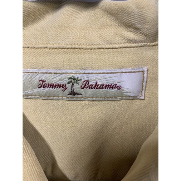 Tommy Bahama Sz L Lost In Paradise‎ Hawaiian Shirt Yellow Embroidered - Picture 6 of 9